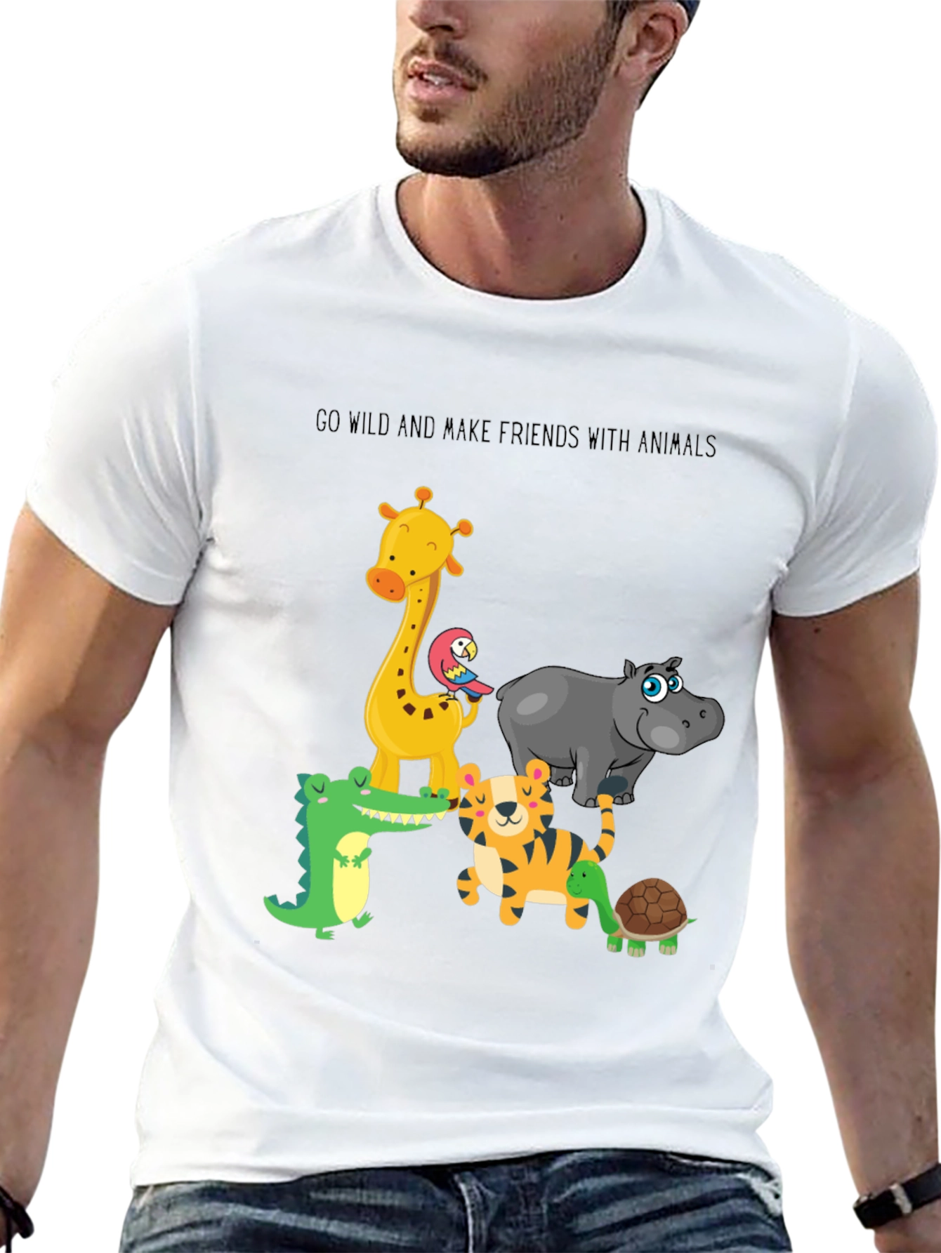 Go Wild Animals Graphic Black T-Shirt