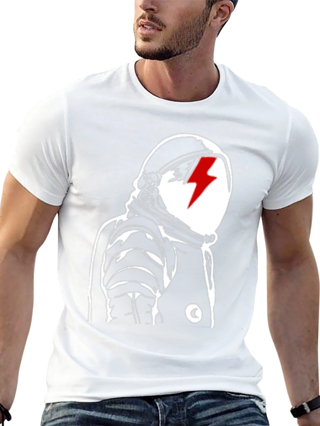 Astronaut Lightning Bolt Black Graphic Tee