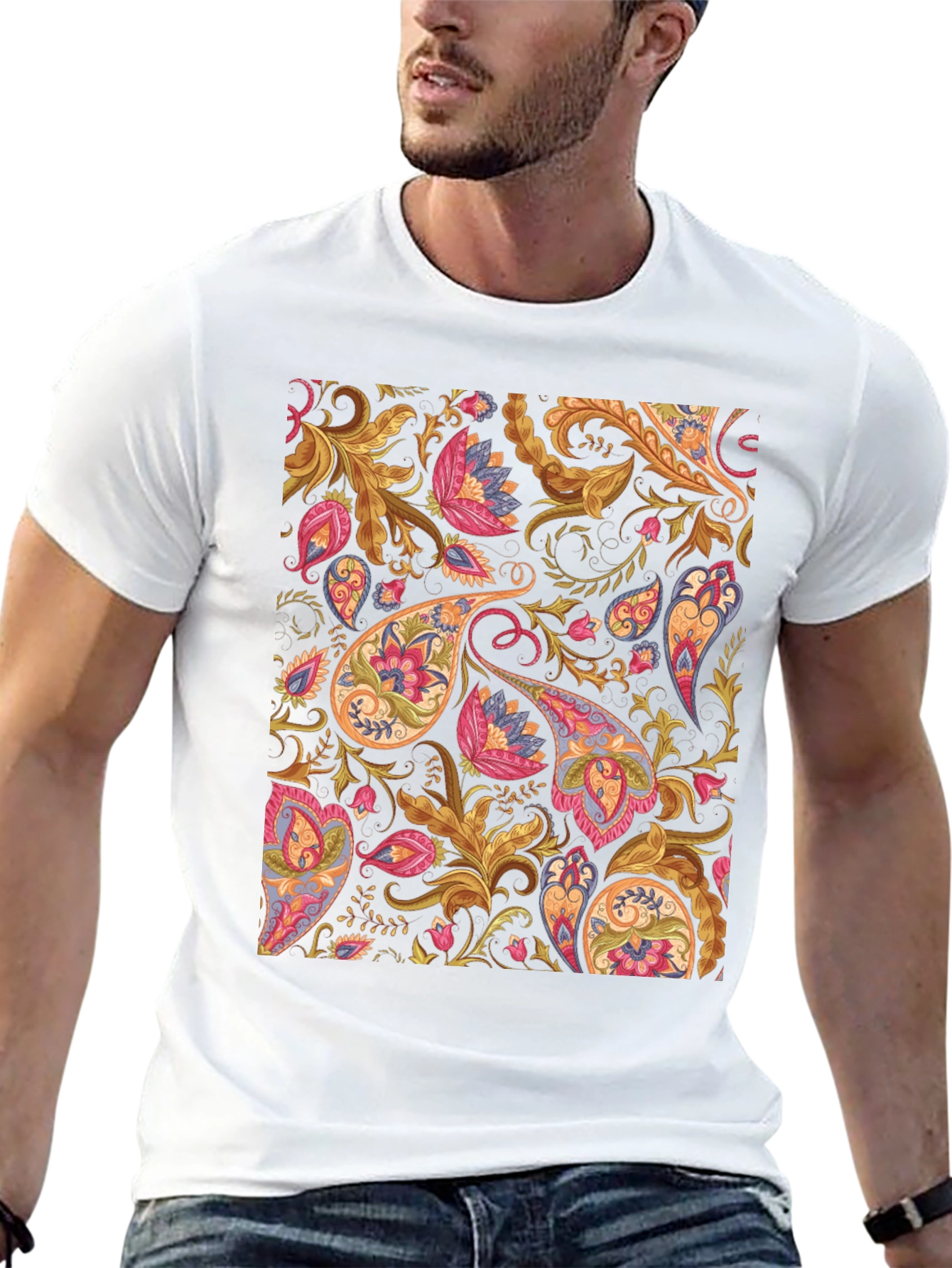 Paisley Pattern Black T-Shirt