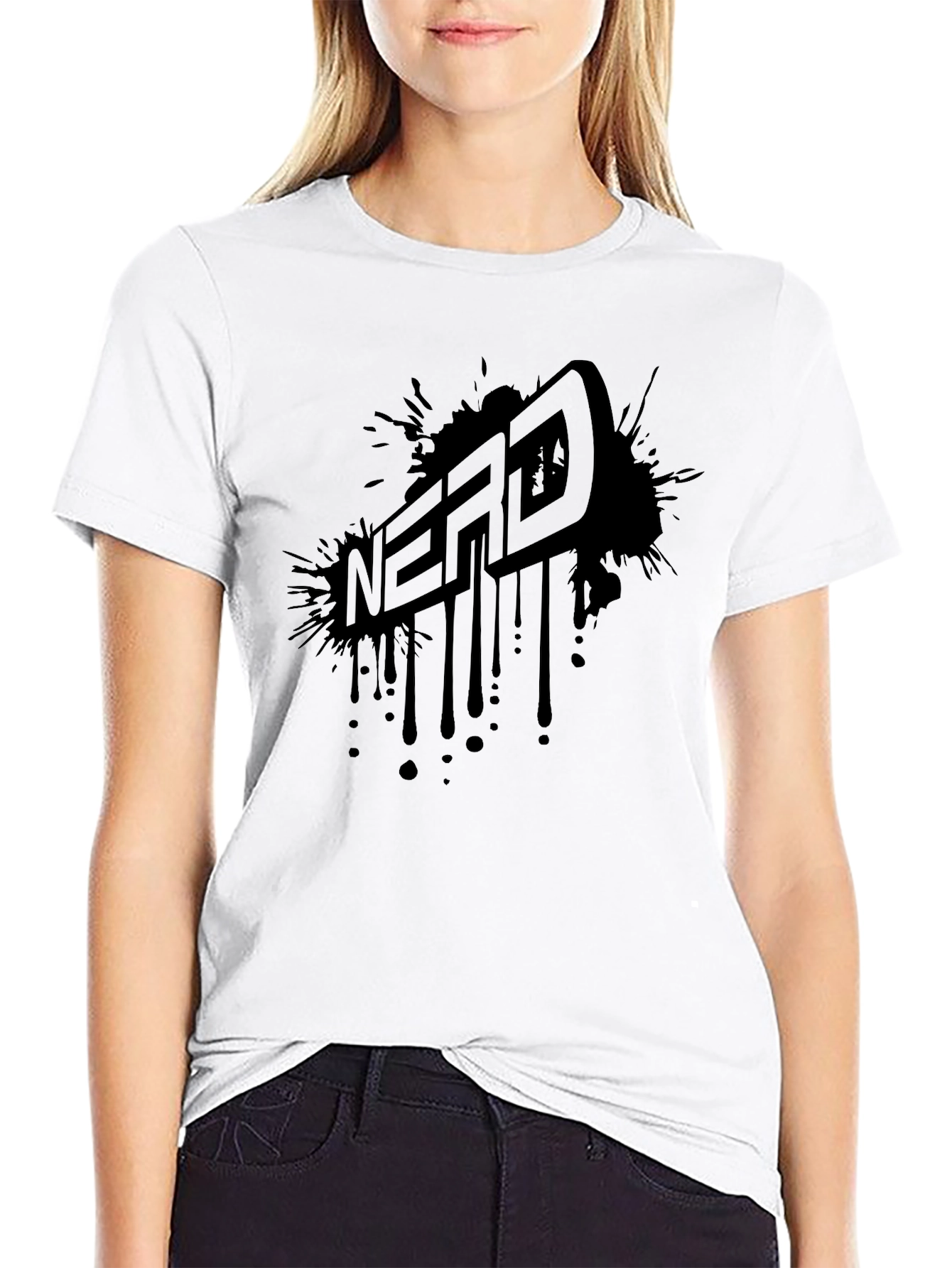 Nerd Splatter Graphic Tee - Cool Black T-Shirt