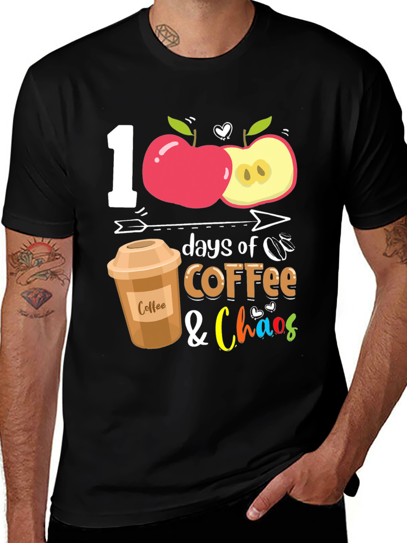 100 Days Coffee & Chaos Teacher T-Shirt
