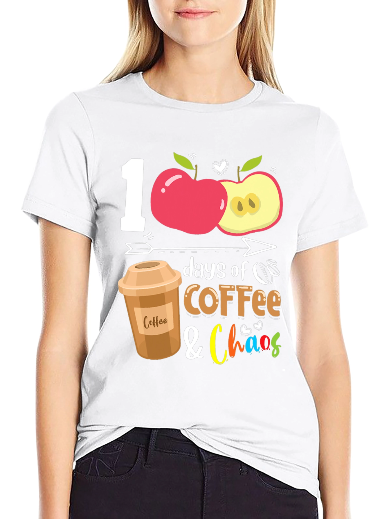 100 Days Coffee & Chaos Teacher T-Shirt