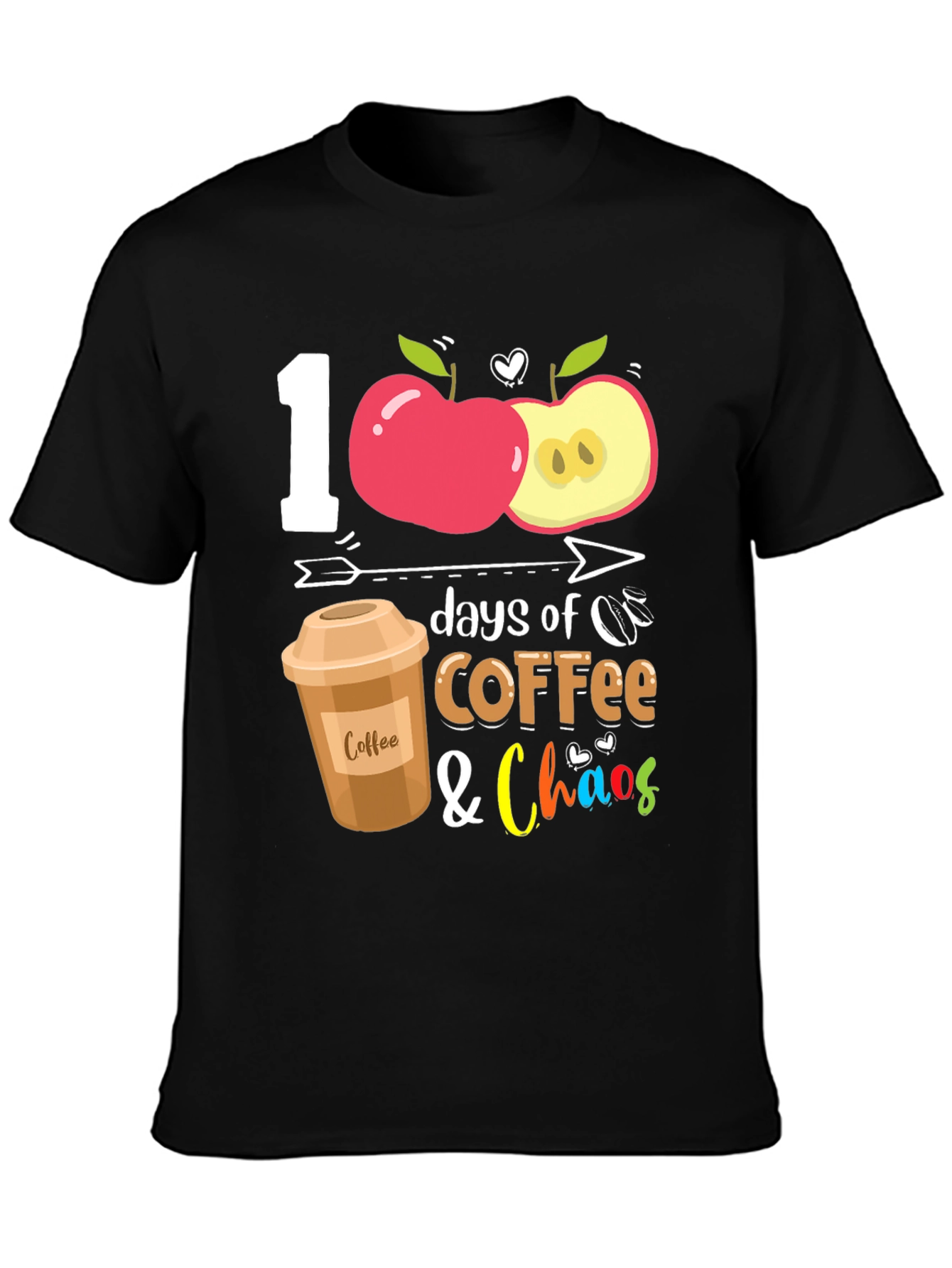 100 Days Coffee & Chaos Teacher T-Shirt