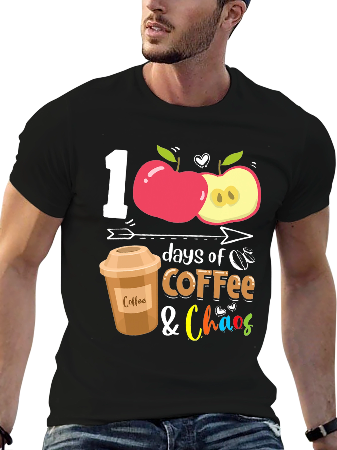 100 Days Coffee & Chaos Teacher T-Shirt
