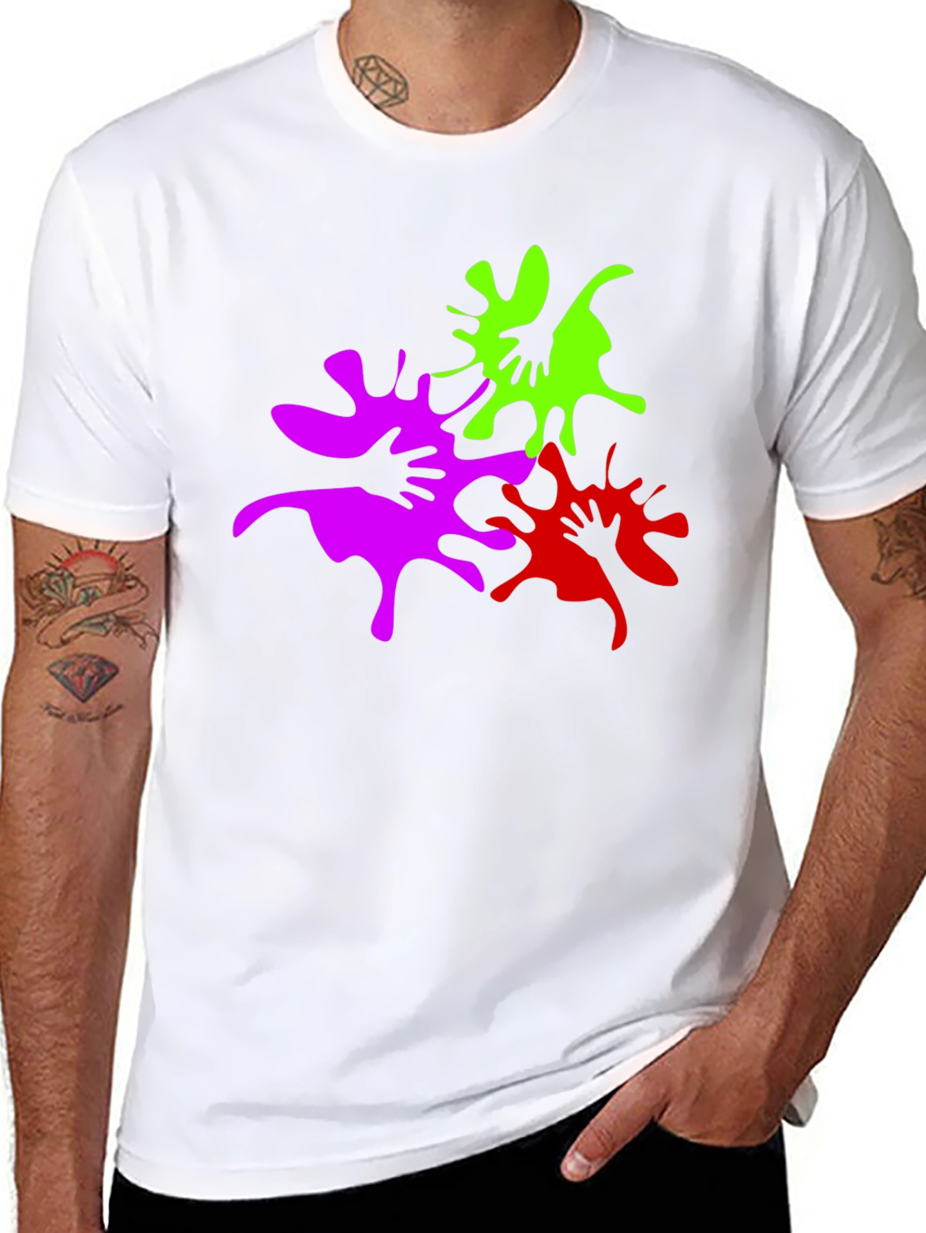 Abstract Handprint Graphic Tee - Modern Black T-Shirt