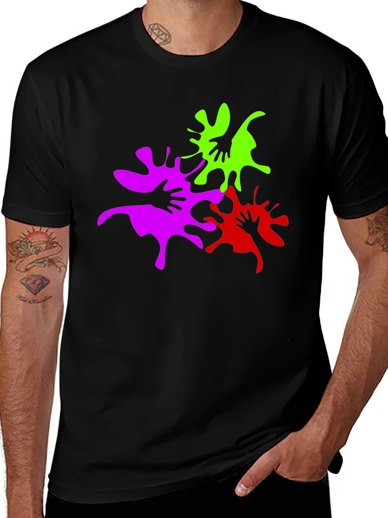 Abstract Handprint Graphic Tee - Modern Black T-Shirt