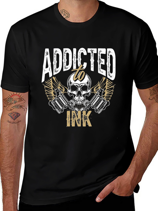 Addicted to Ink Tattoo Skull Graphic Tee