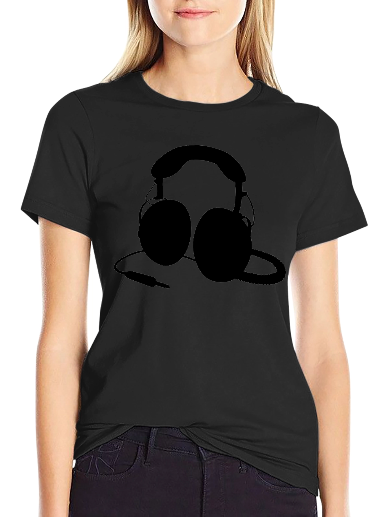 Headphone Graphic T-Shirt - Black - Music Lover Tee