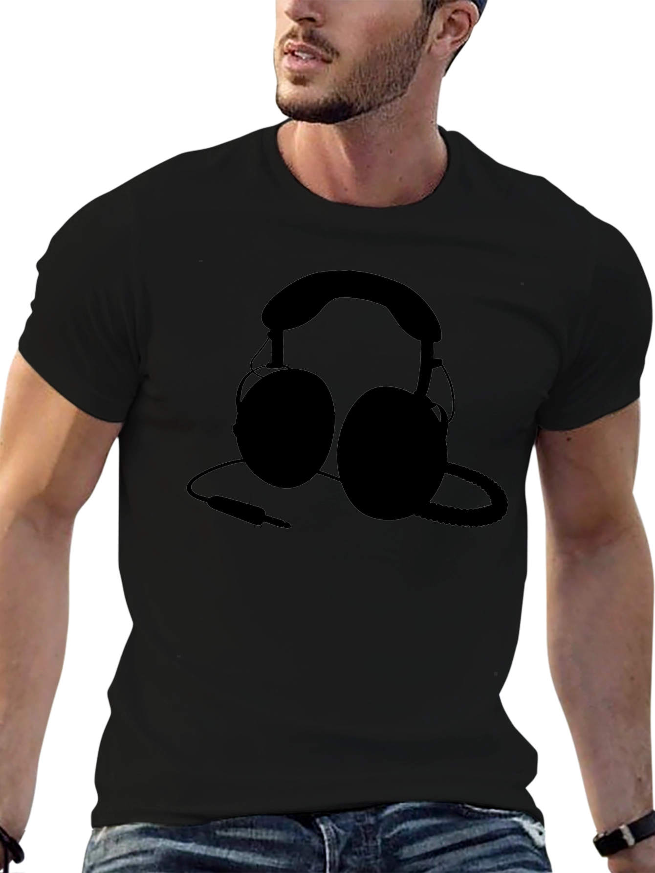Headphone Graphic T-Shirt - Black - Music Lover Tee