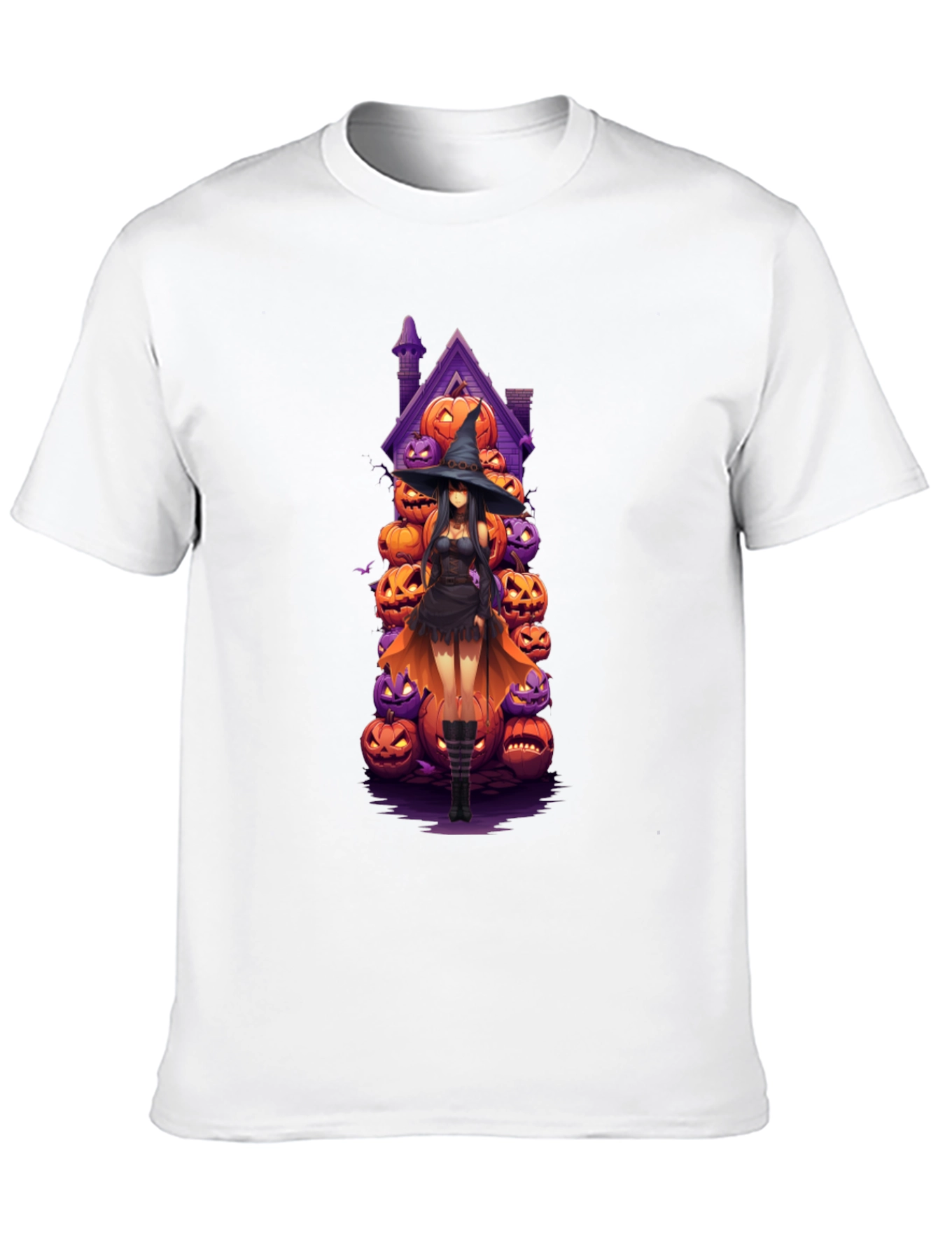 Halloween Witch Pumpkin House Black T-Shirt