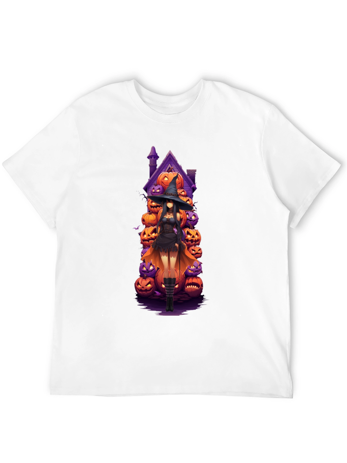 Halloween Witch Pumpkin House Black T-Shirt