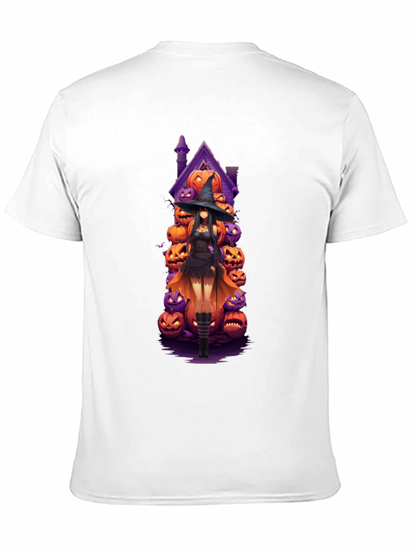 Halloween Witch Pumpkin House Black T-Shirt
