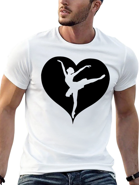 Ballerina Heart T-Shirt - Mens Black Graphic Tee