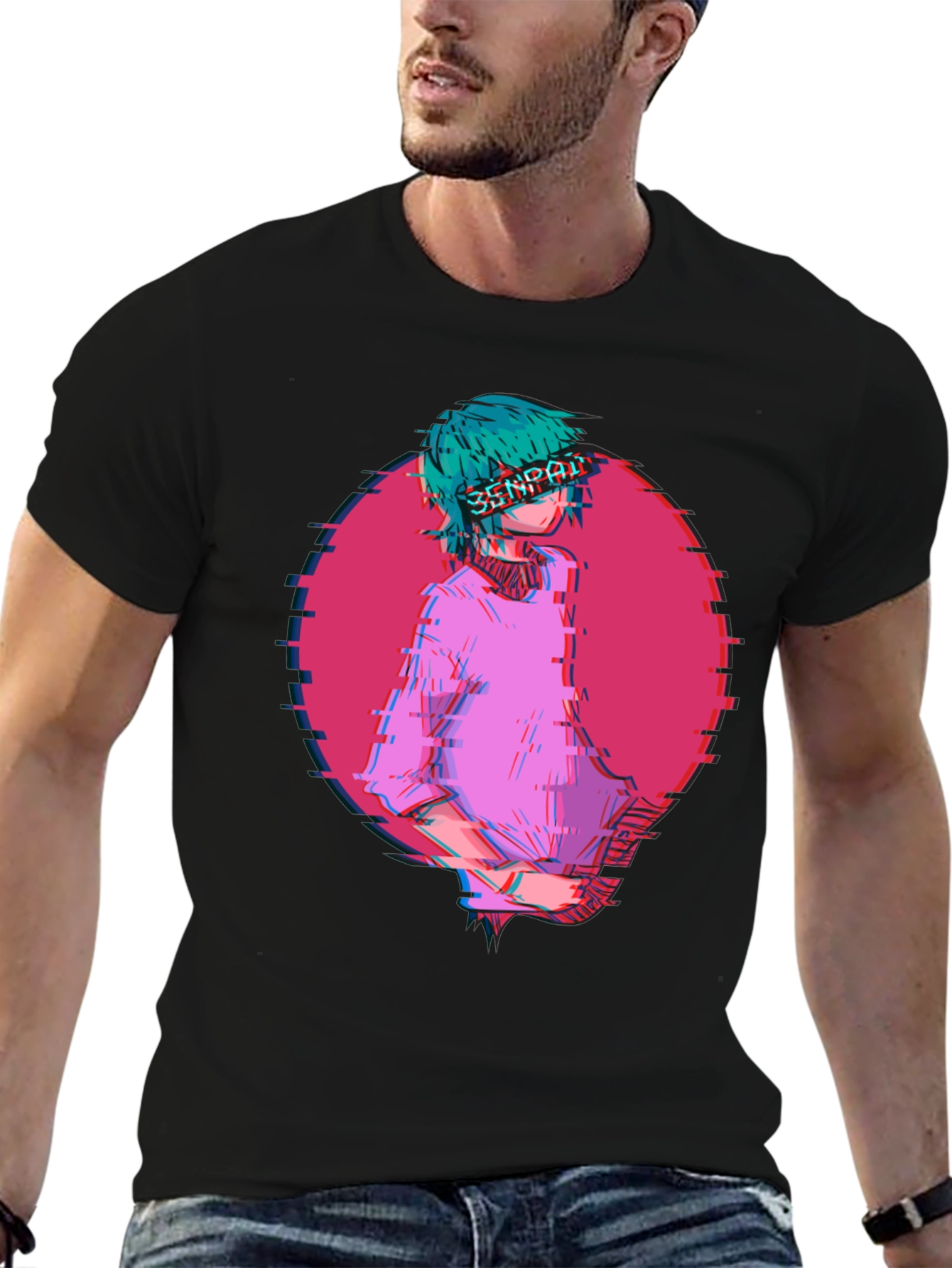 Anime Senpai Graphic Tee - Black