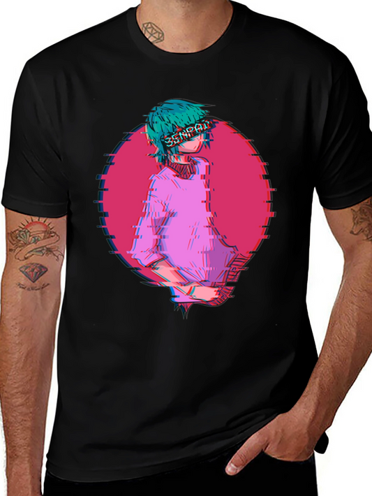 Anime Senpai Graphic Tee - Black