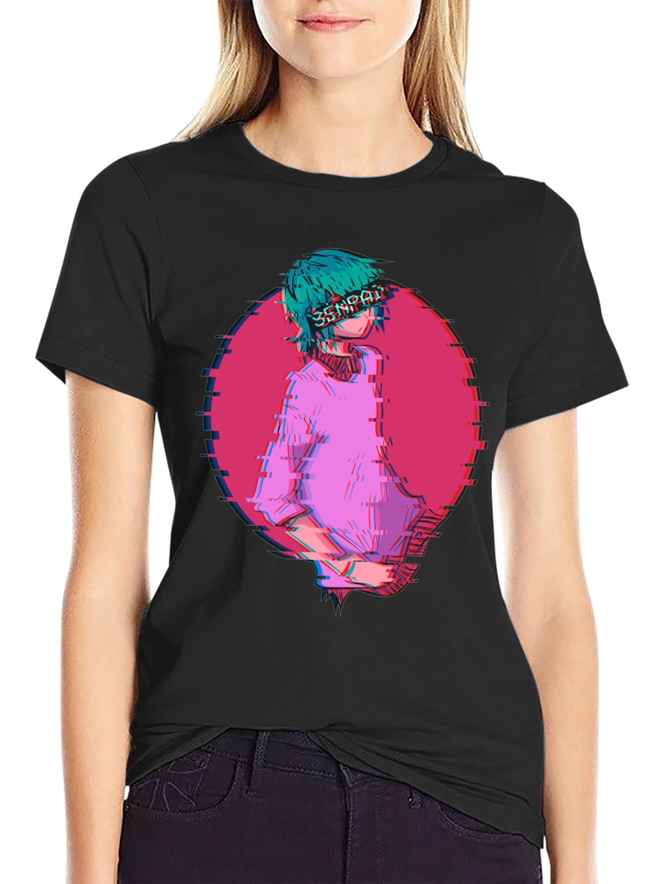 Anime Senpai Graphic Tee - Black