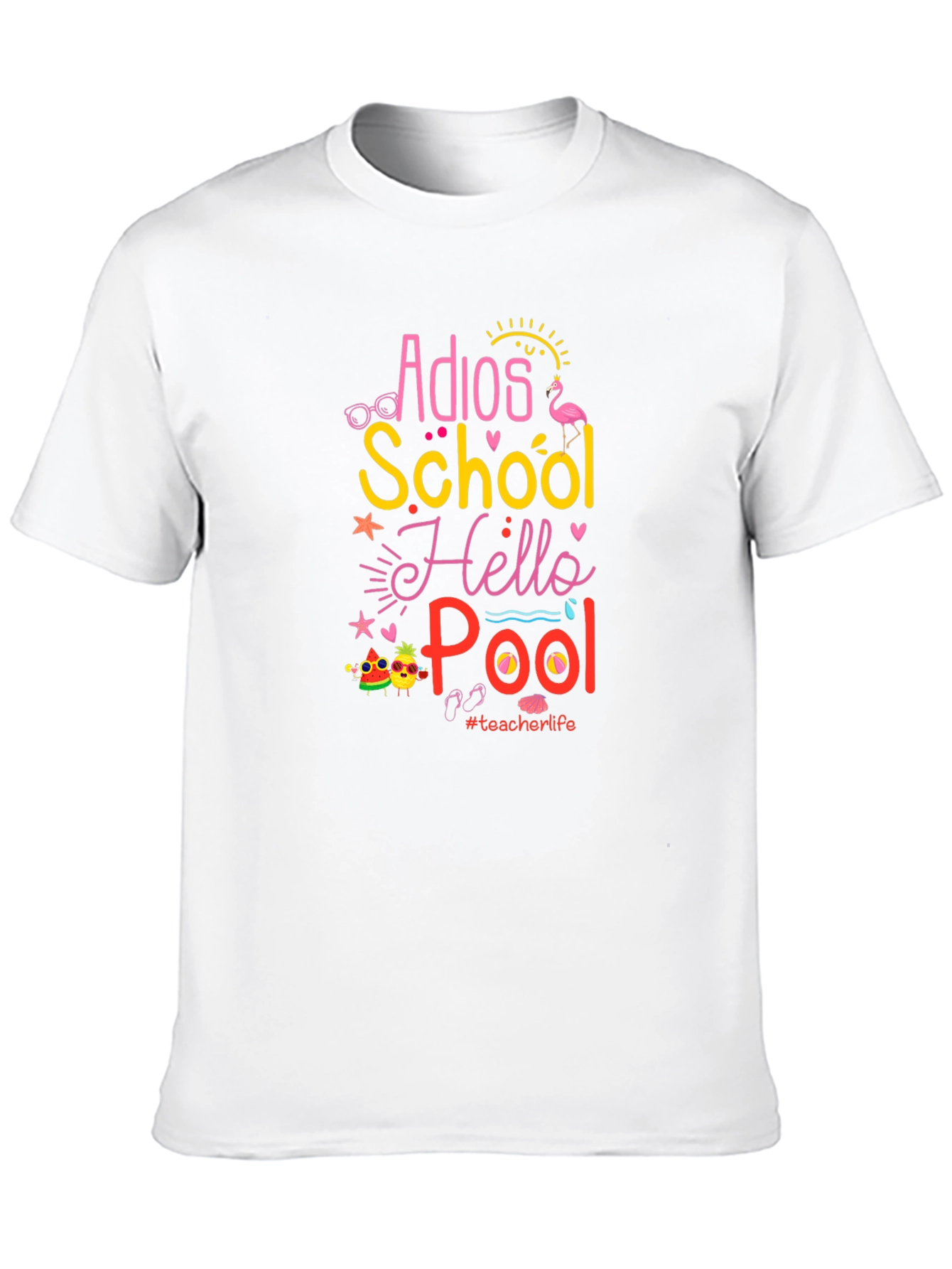 Adios School Hello Pool Teacher Life Black T-Shirt