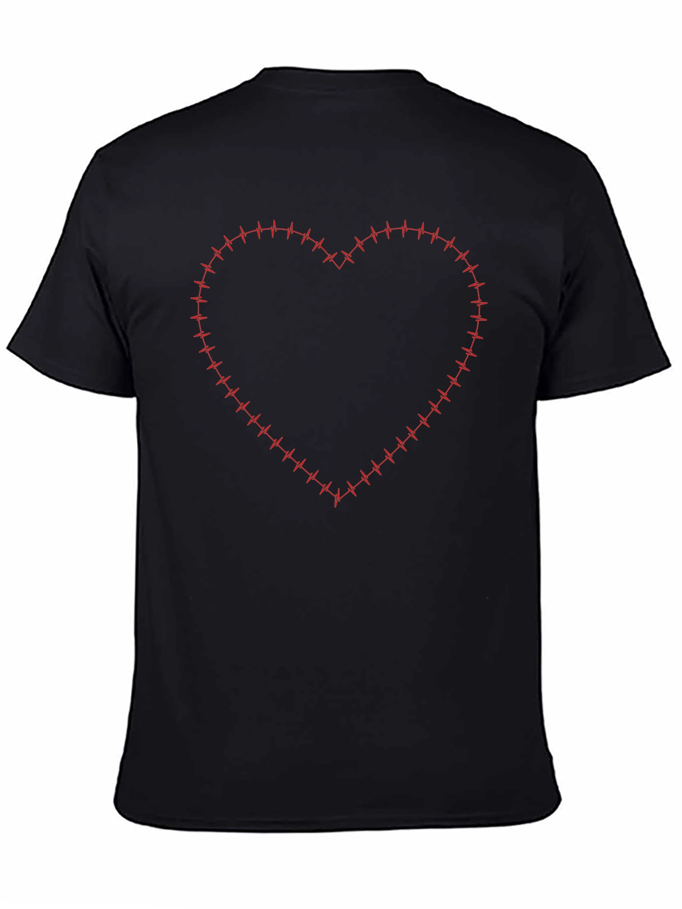 Heartbeat Heart Graphic Mens Black T-Shirt