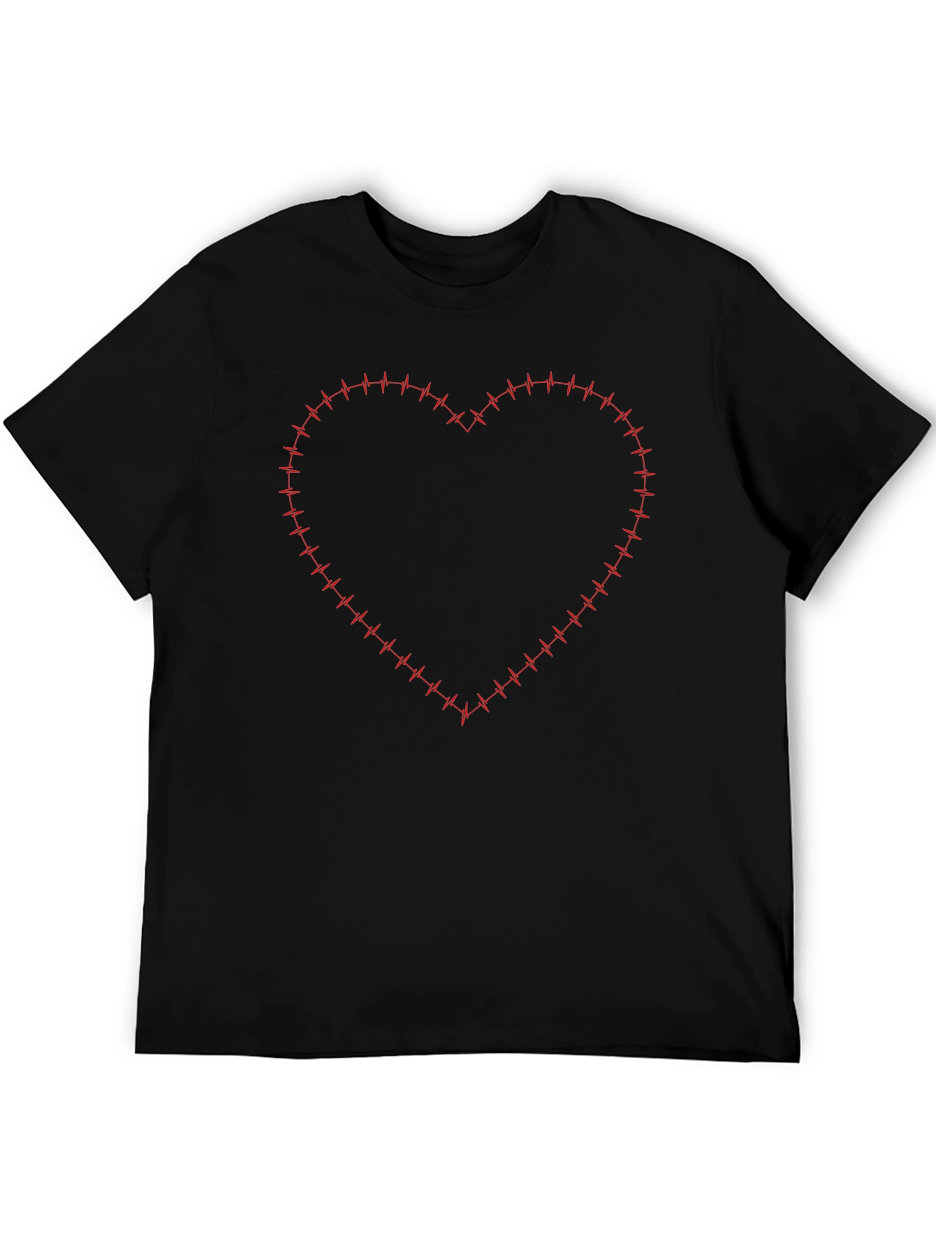 Heartbeat Heart Graphic Mens Black T-Shirt