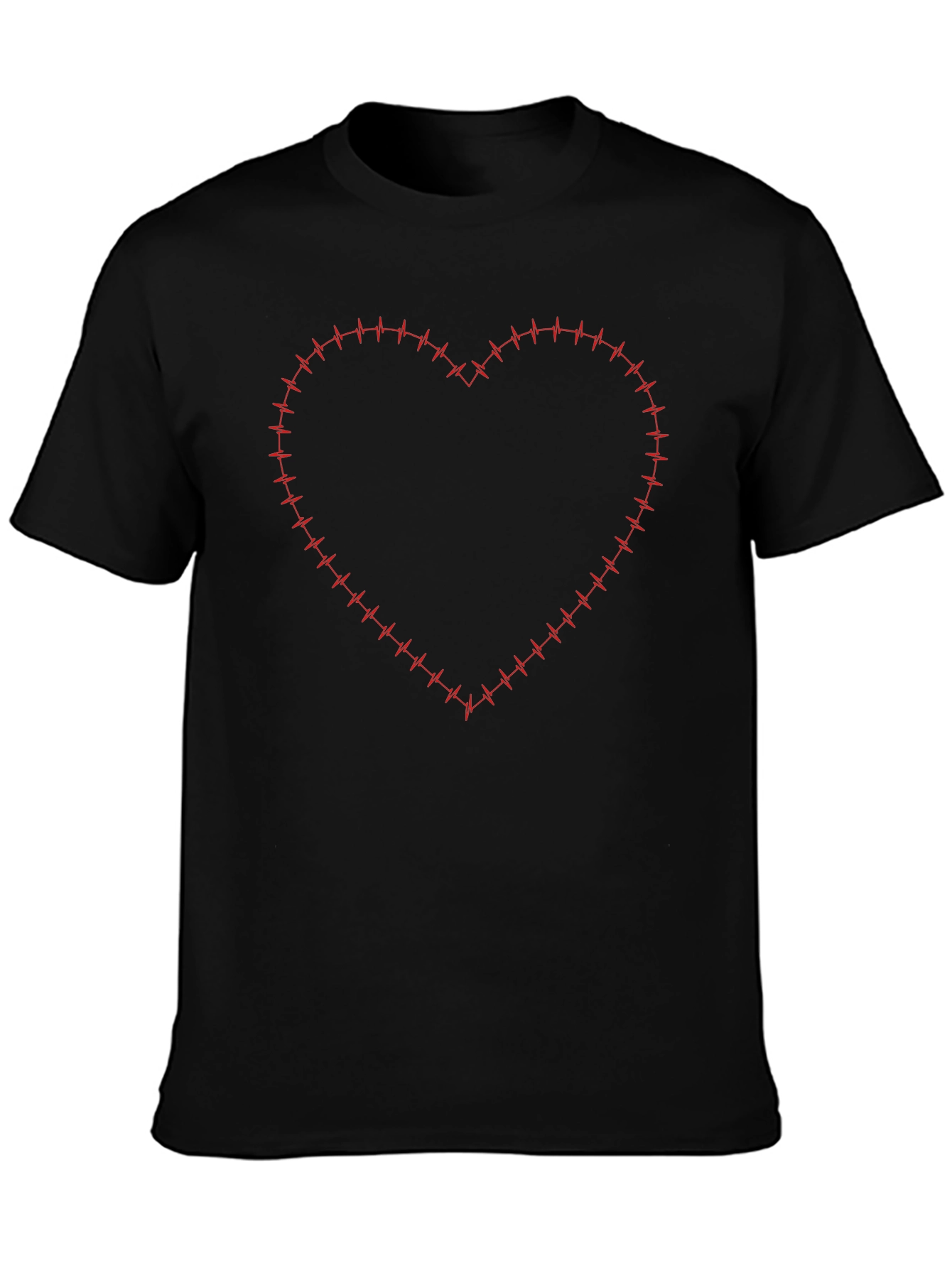 Heartbeat Heart Graphic Mens Black T-Shirt