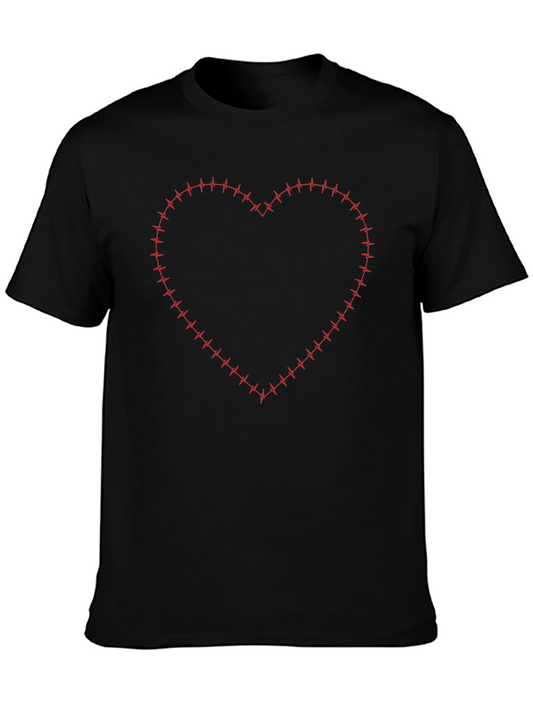 Heartbeat Heart Graphic Mens Black T-Shirt