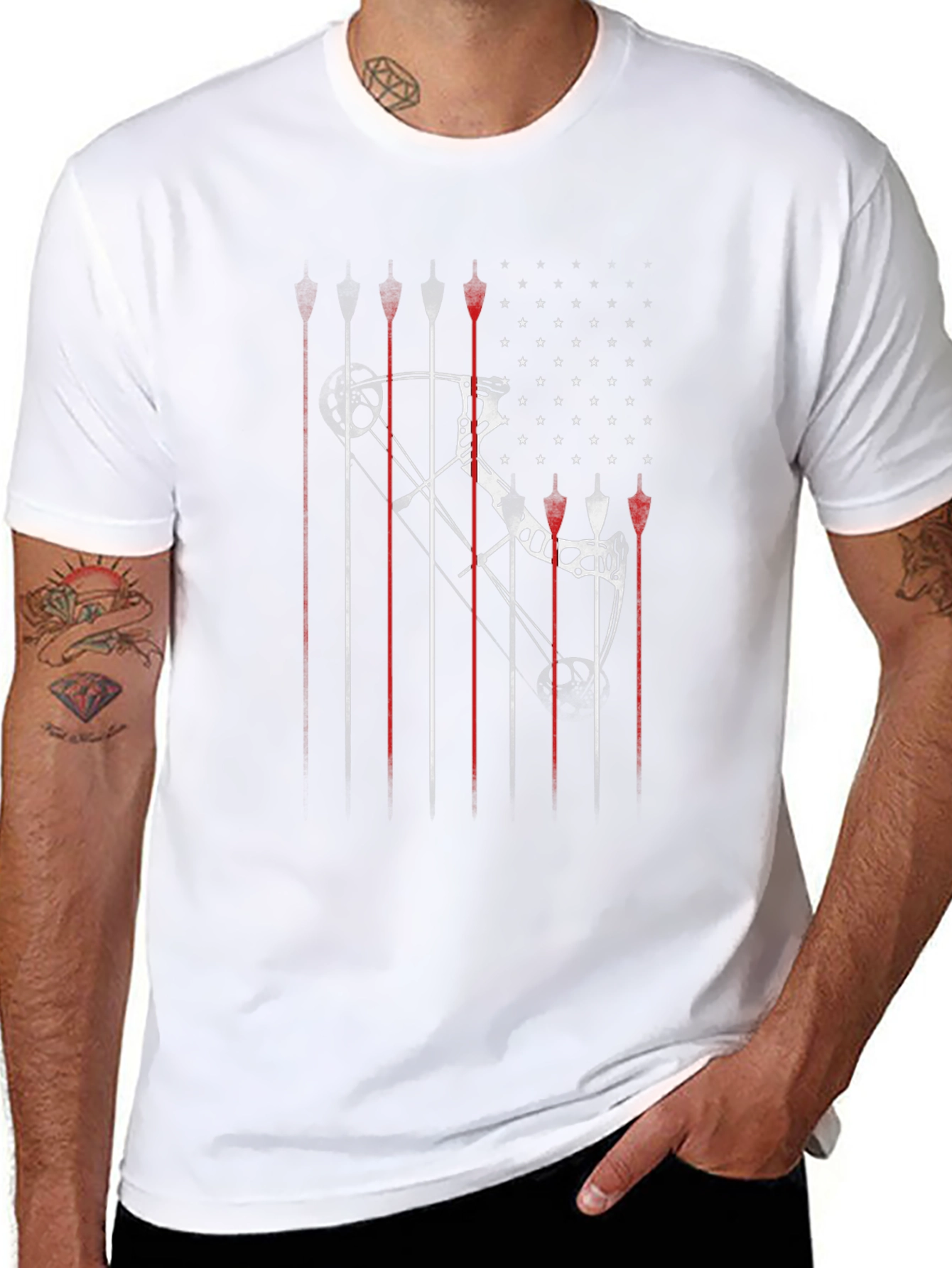 Archery Bow & Arrow Graphic T-Shirt - Black