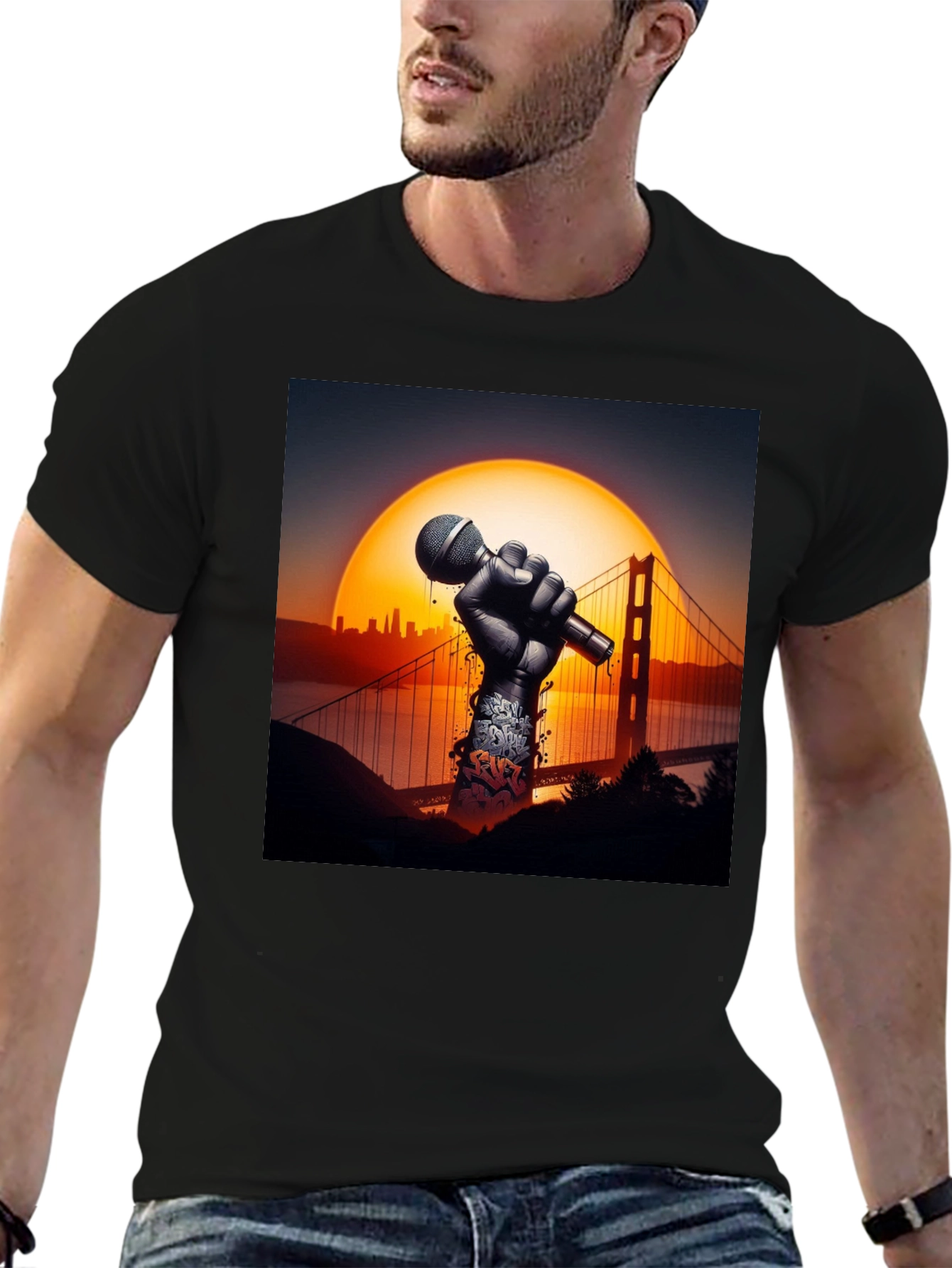 Golden Gate Bridge Microphone Graphic Tee