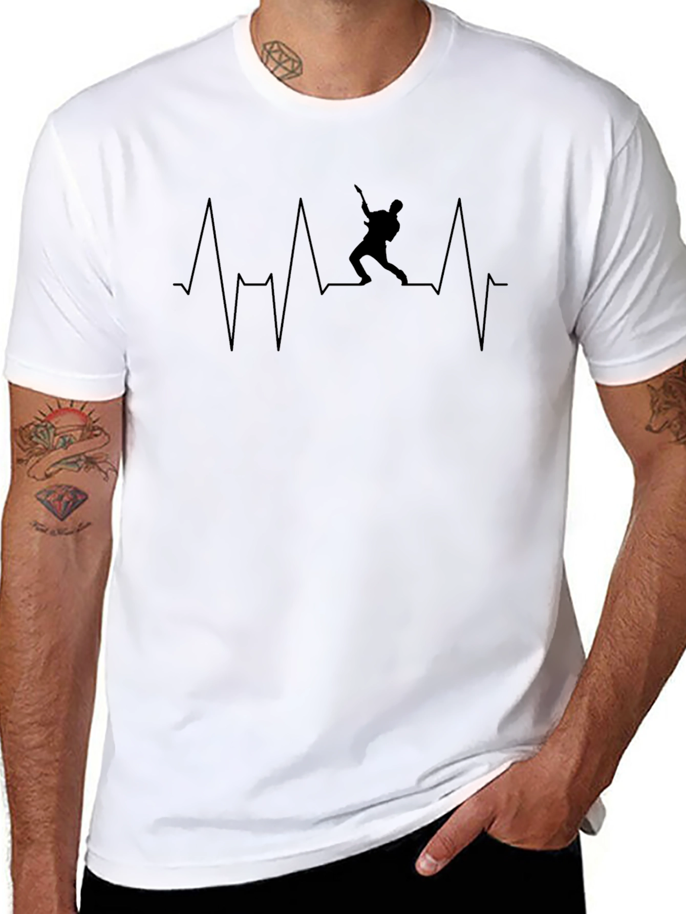 Guitarist Heartbeat Black T-Shirt