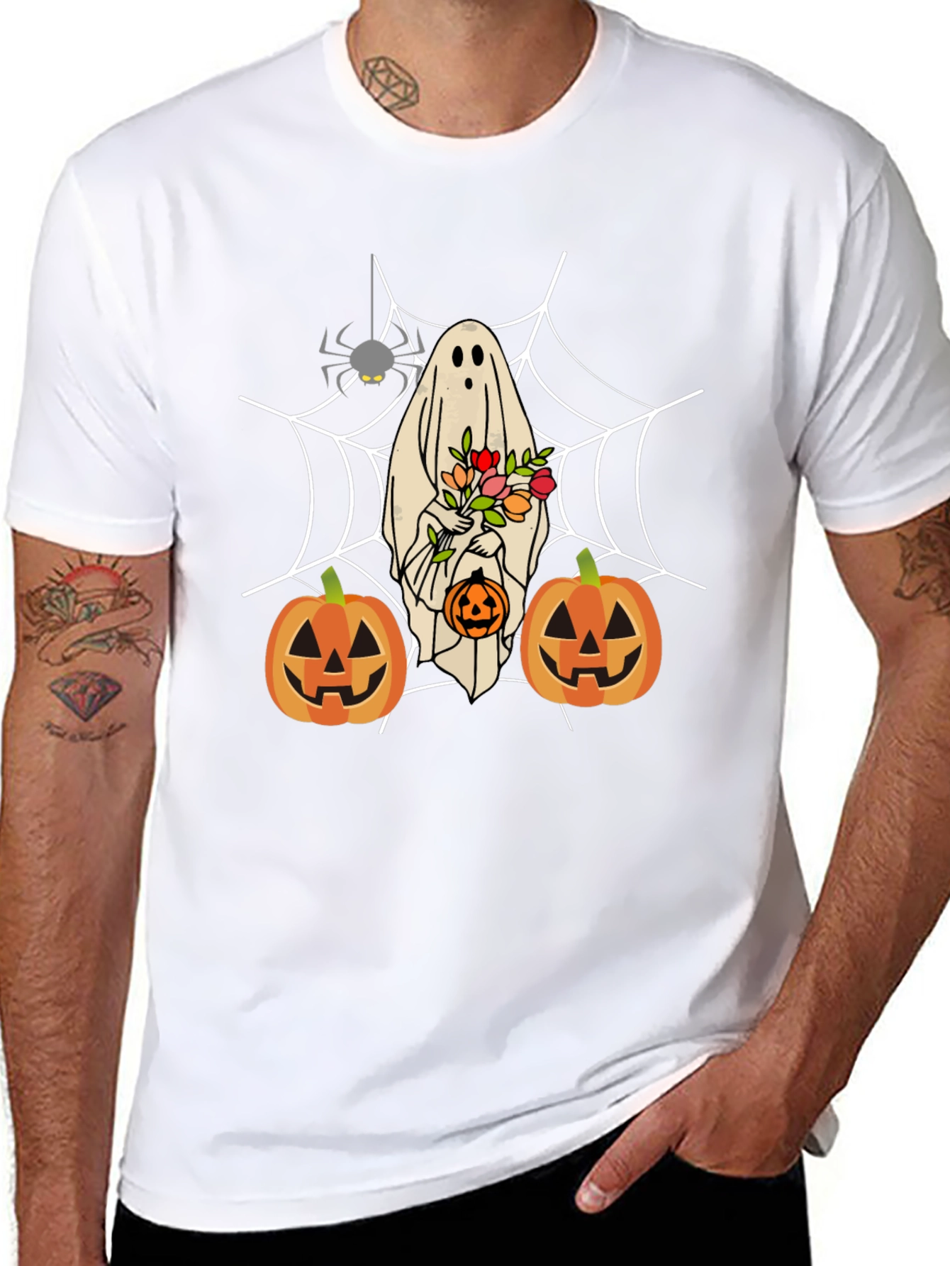 Halloween Ghost & Pumpkin Graphic Tee