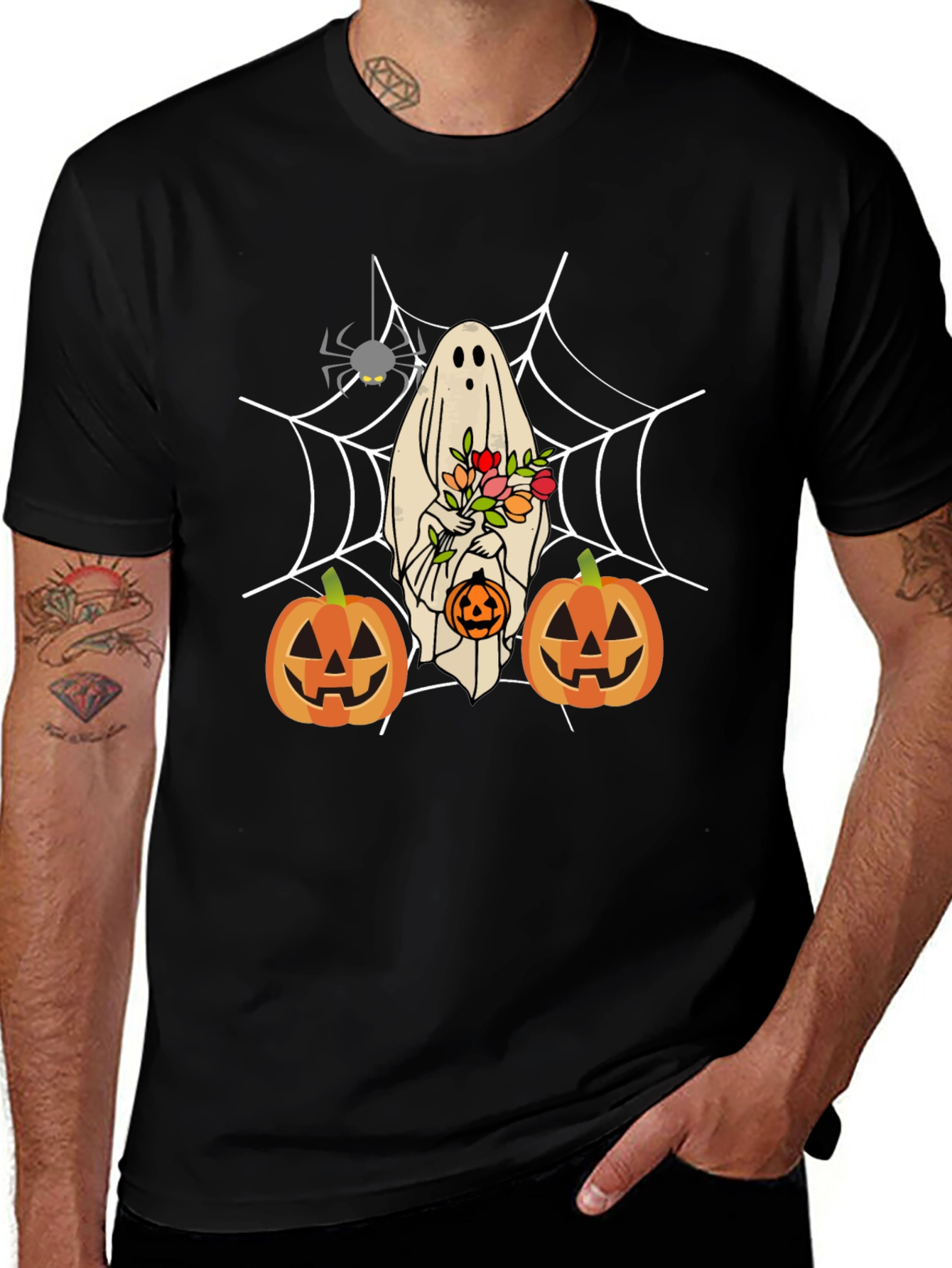 Halloween Ghost & Pumpkin Graphic Tee