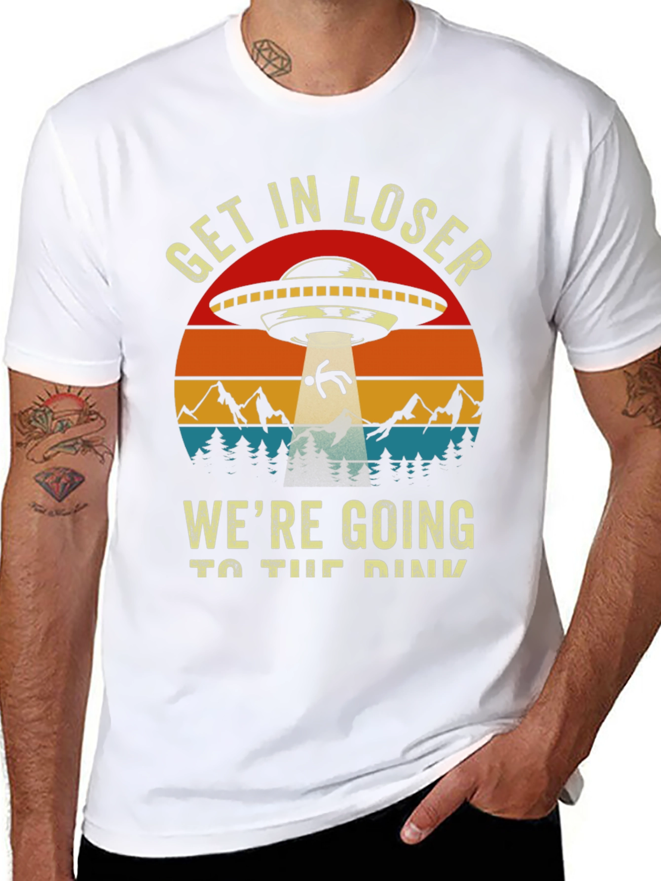 Get In Loser Tee: Retro UFO Abduction T-Shirt