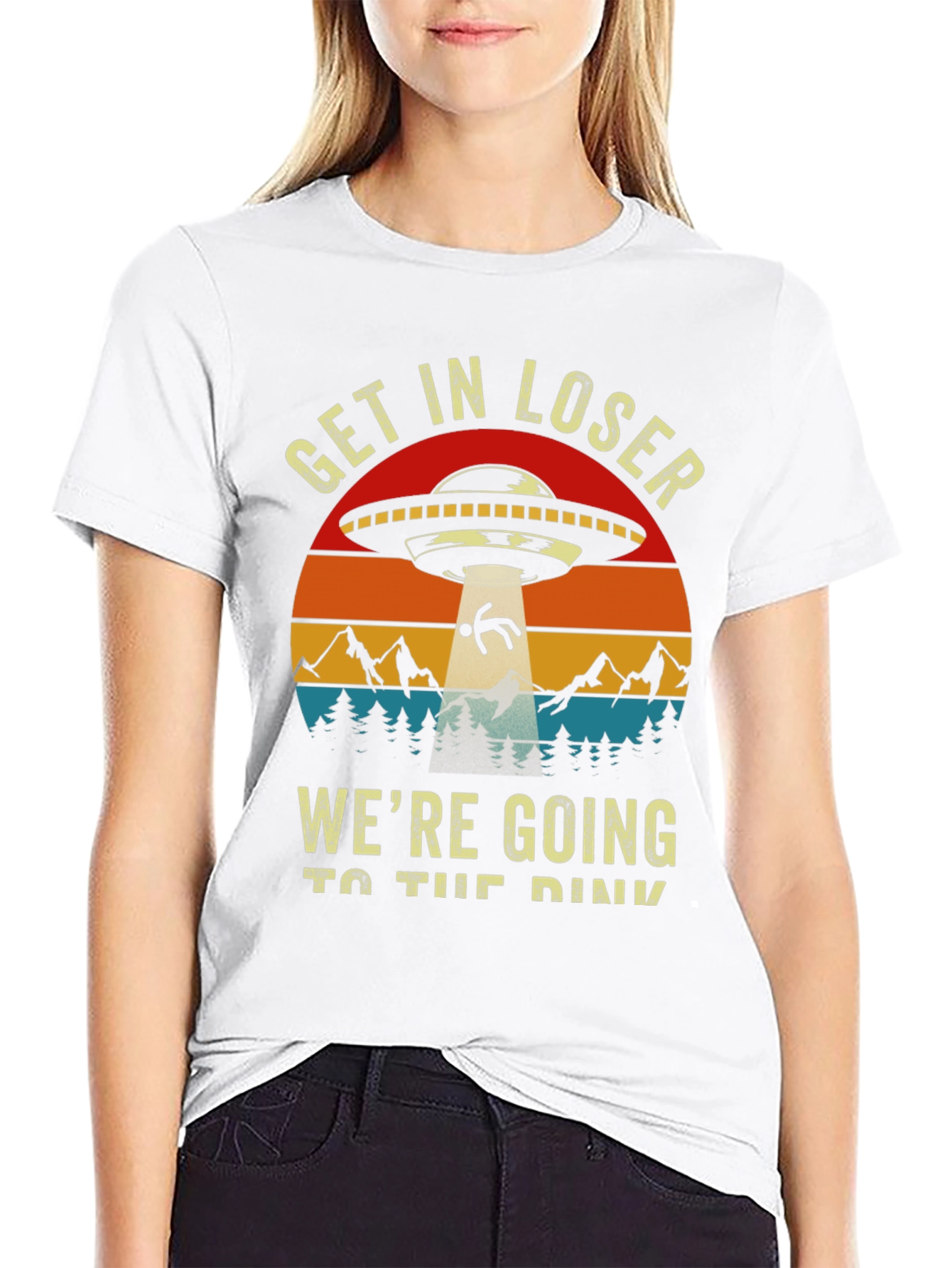 Get In Loser Tee: Retro UFO Abduction T-Shirt