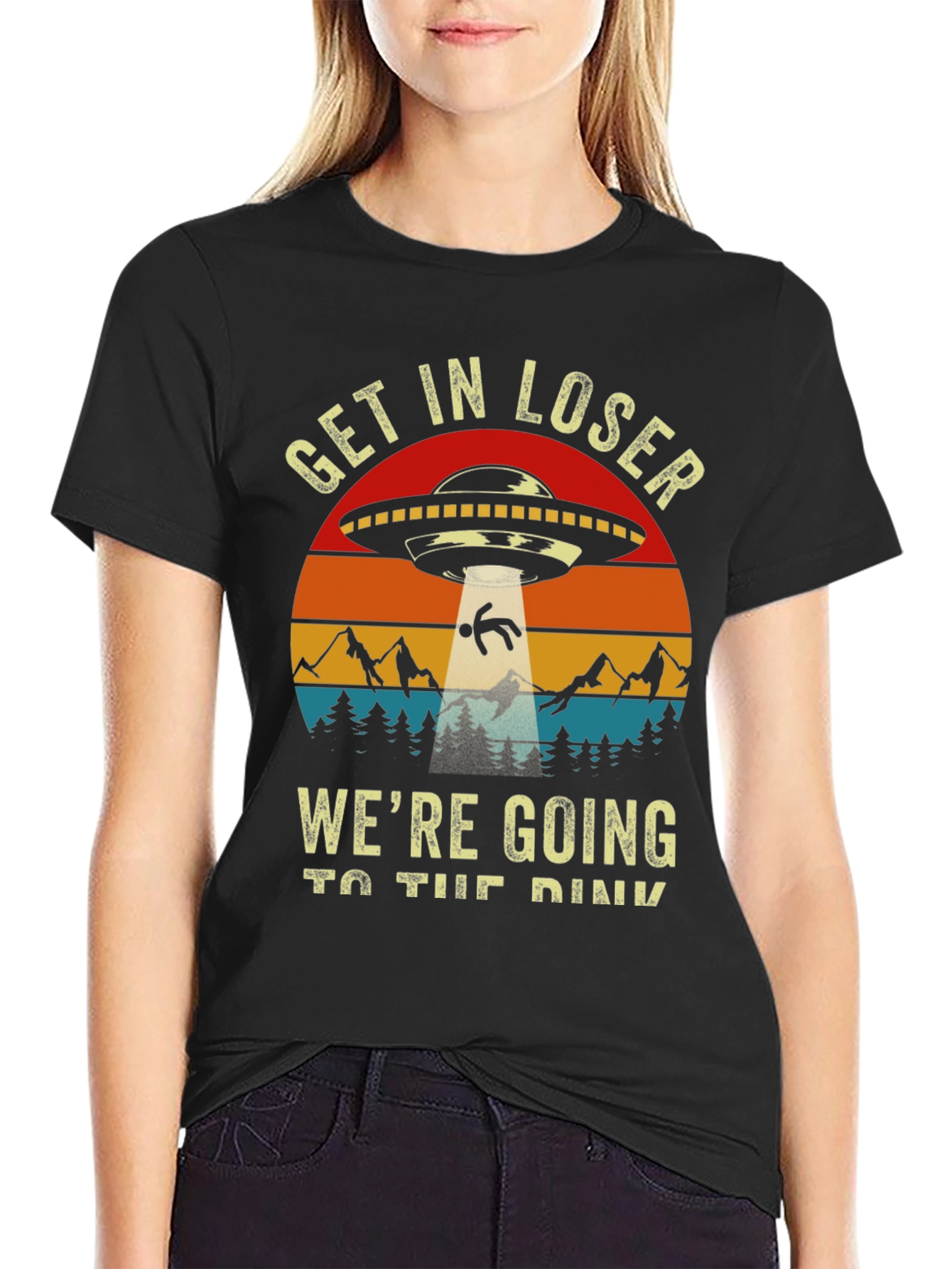 Get In Loser Tee: Retro UFO Abduction T-Shirt