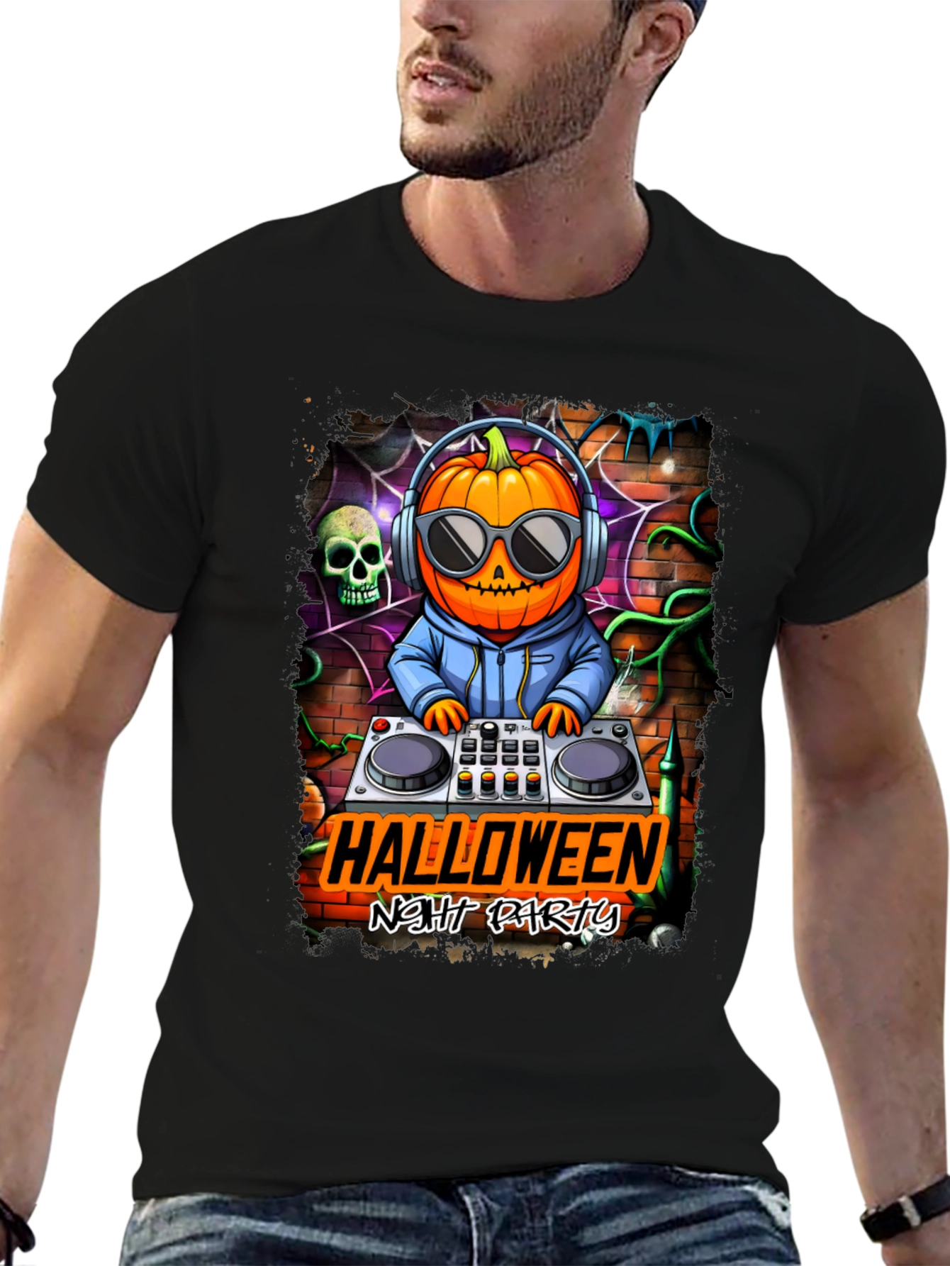 Halloween Night Party DJ Pumpkin T-Shirt