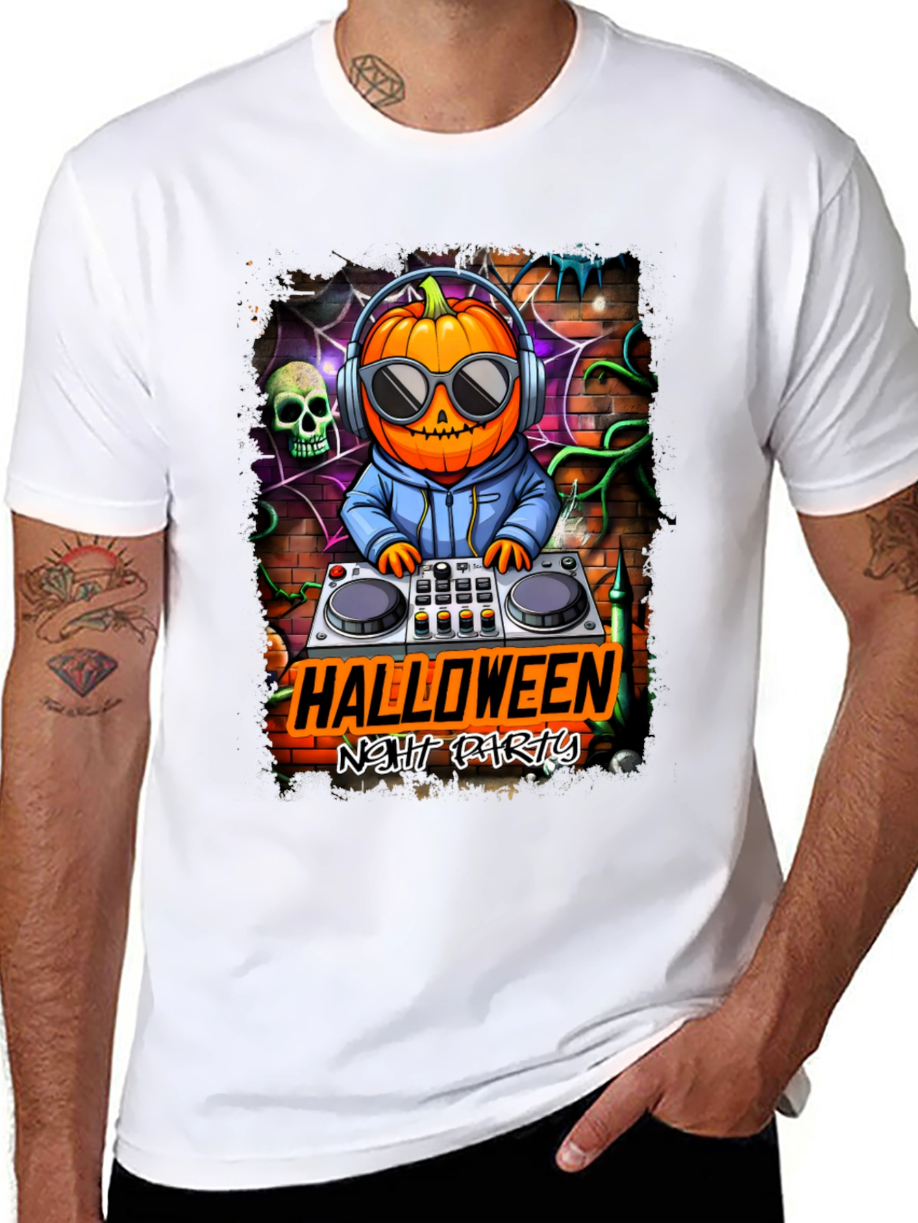 Halloween Night Party DJ Pumpkin T-Shirt