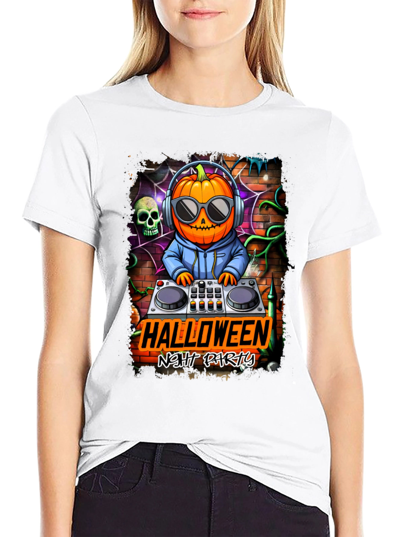 Halloween Night Party DJ Pumpkin T-Shirt
