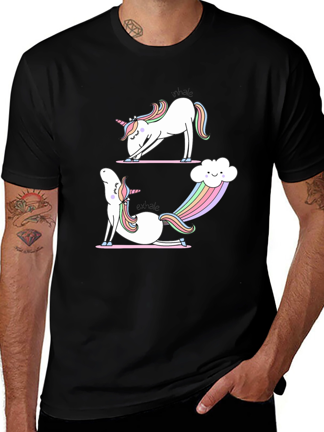 Unicorn Yoga T-Shirt: Inhale Exhale Rainbows