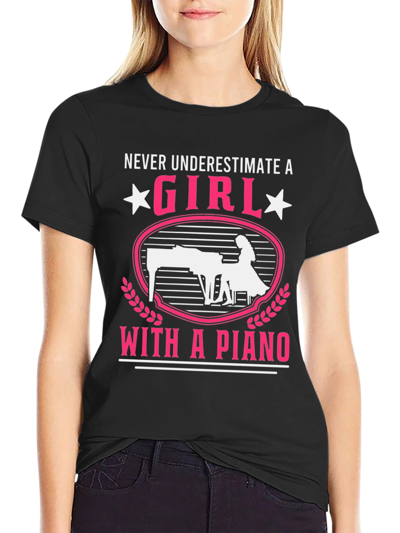 Girl with Piano T-Shirt - Music Lover Tee
