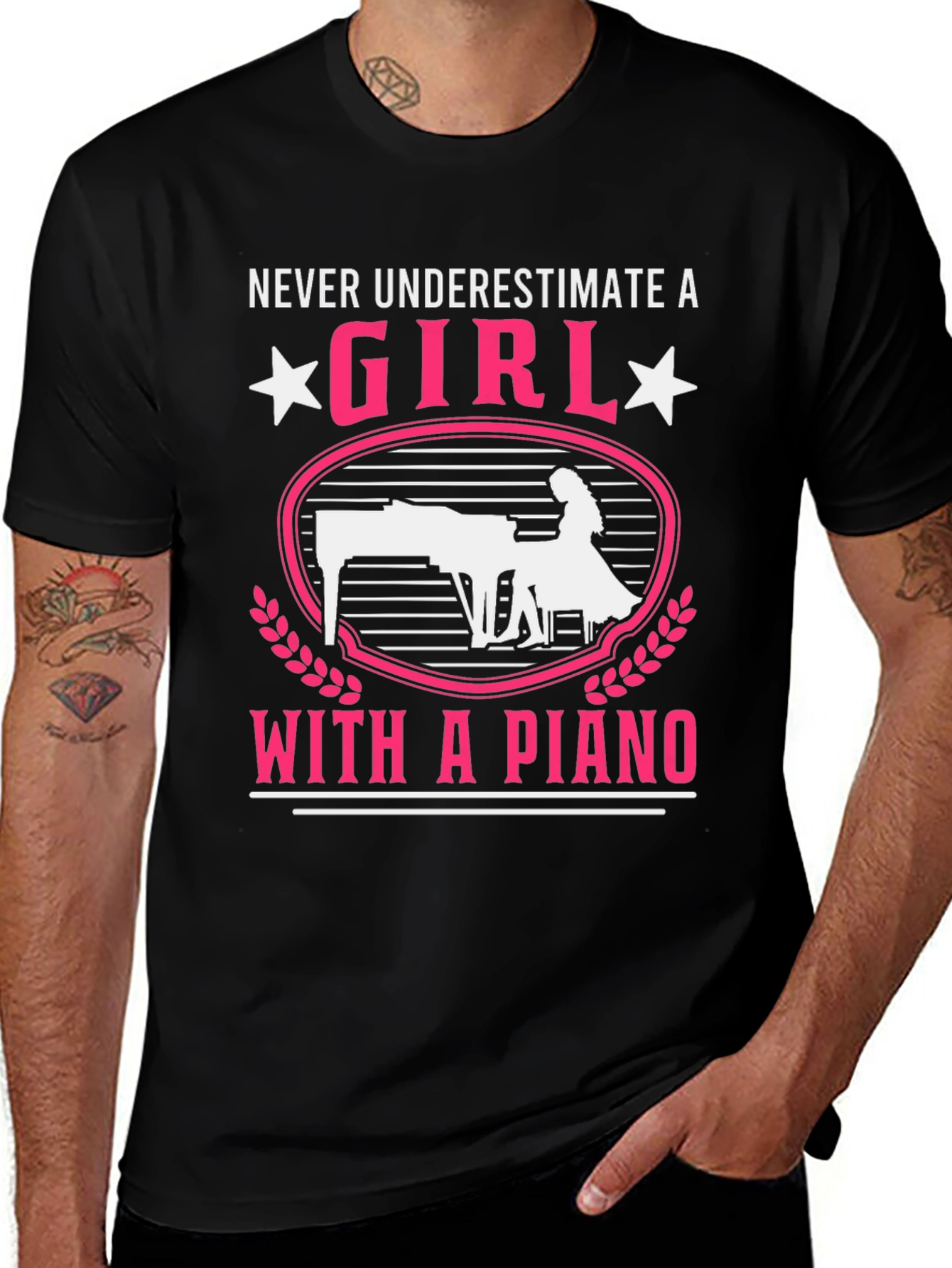 Girl with Piano T-Shirt - Music Lover Tee