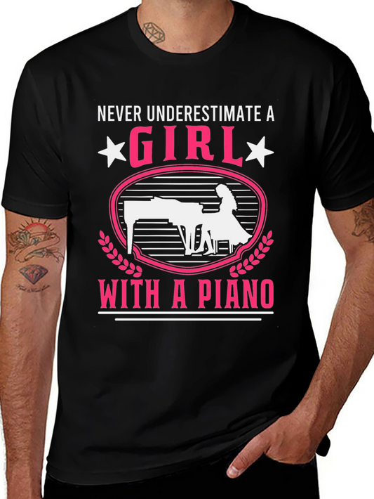 Girl with Piano T-Shirt - Music Lover Tee