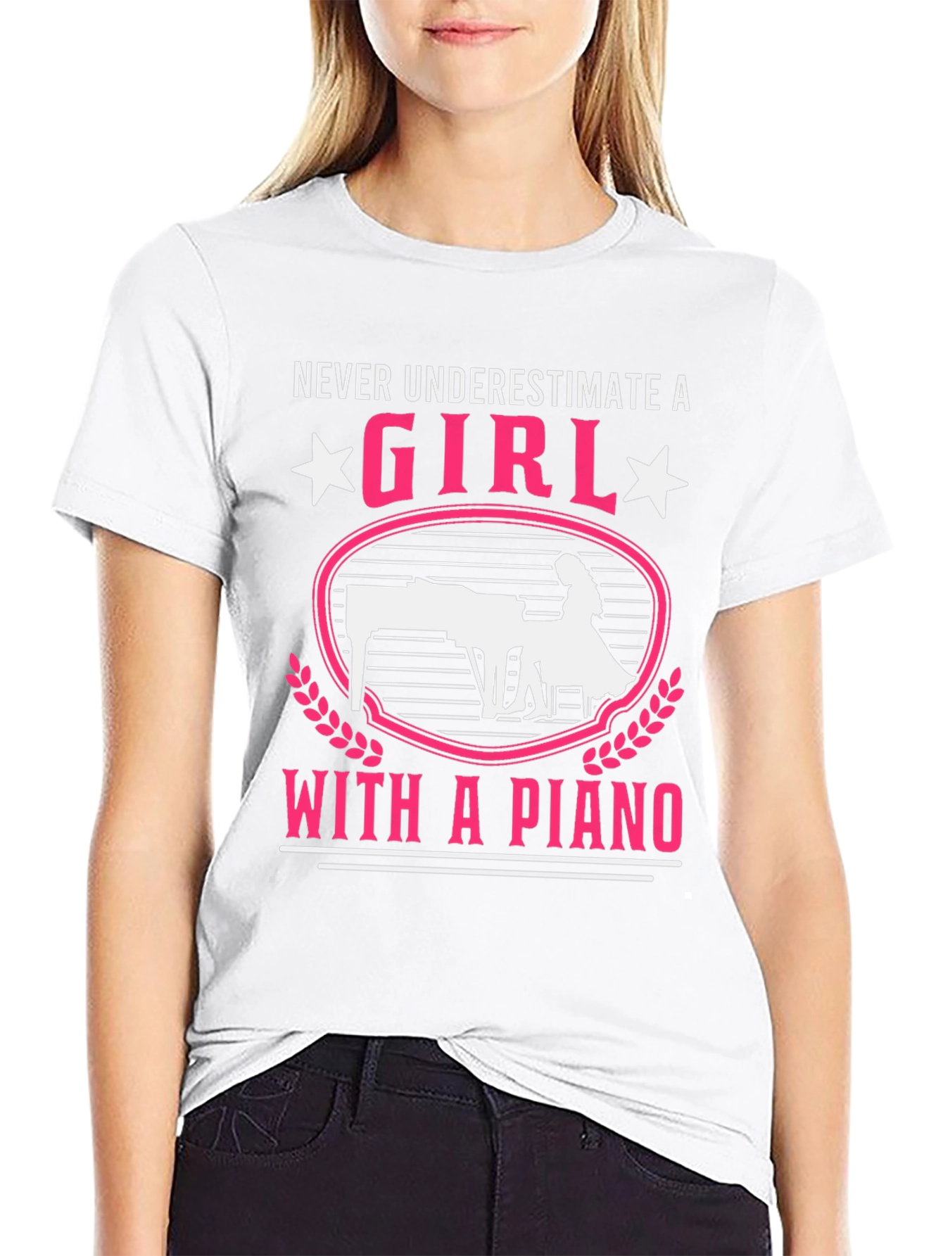 Girl with Piano T-Shirt - Music Lover Tee