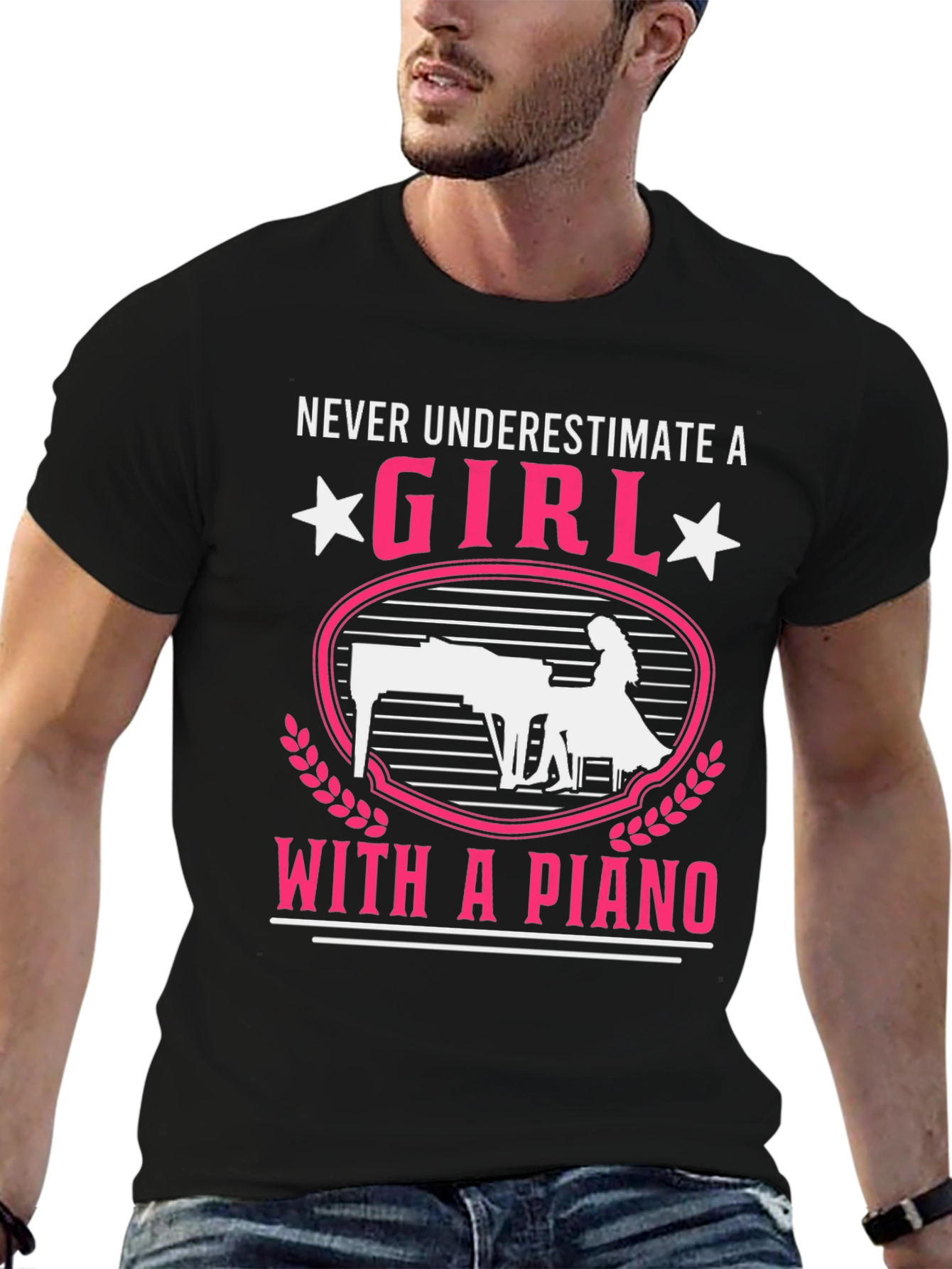 Girl with Piano T-Shirt - Music Lover Tee