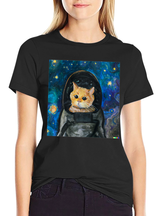 Astronaut Cat T-Shirt - Starry Night Space Kitty Tee