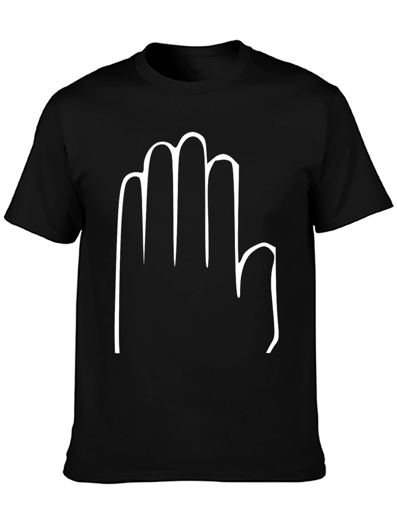 Hand Print Black T-Shirt - Casual Style