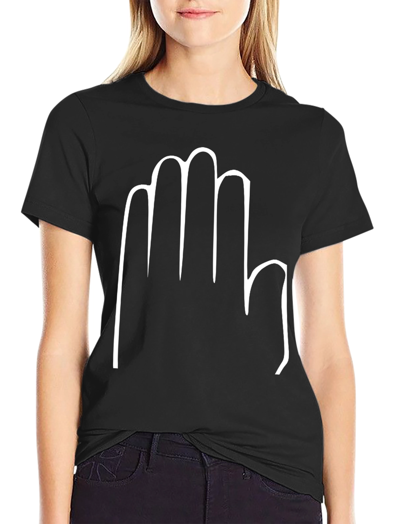 Hand Print Black T-Shirt - Casual Style