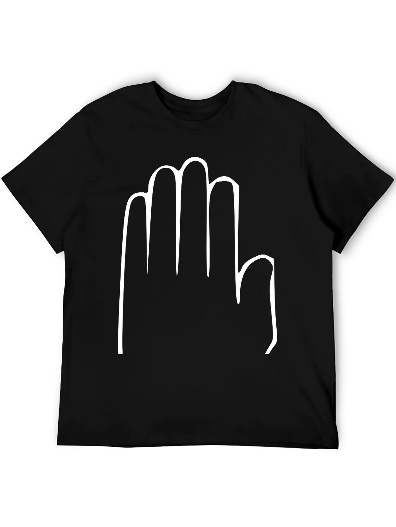 Hand Print Black T-Shirt - Casual Style