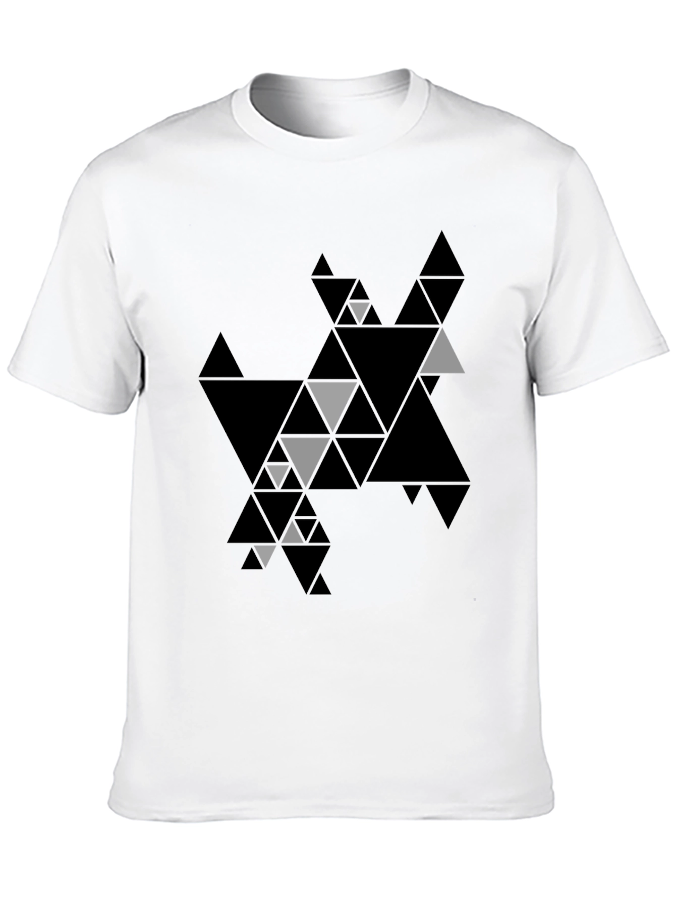 Geometric Triangle Print Black T-Shirt