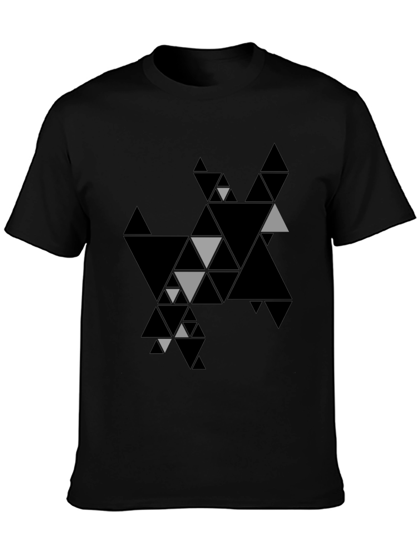 Geometric Triangle Print Black T-Shirt