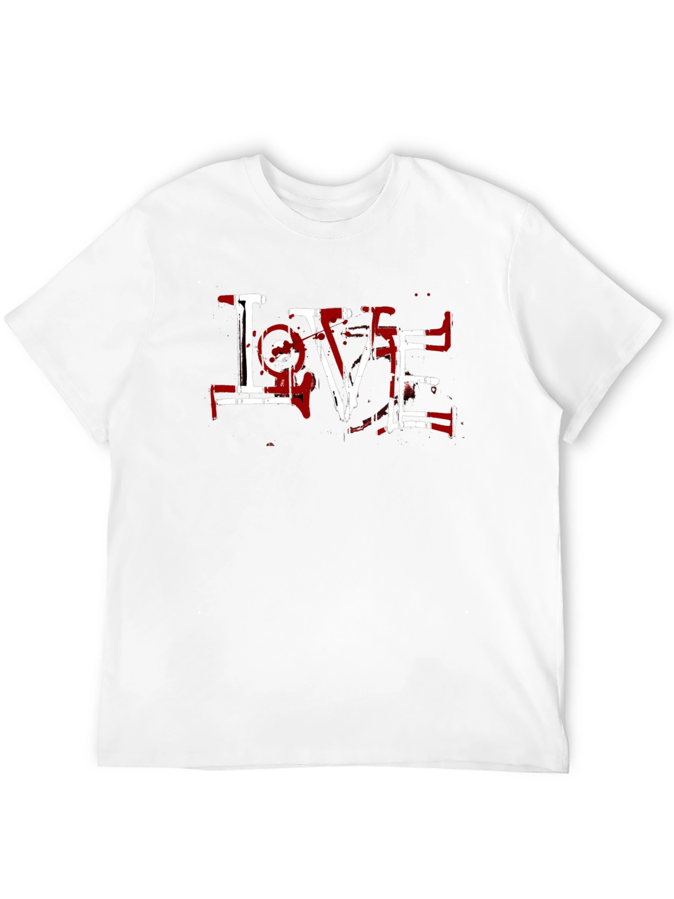 Grunge LOVE Graphic Print Black T-Shirt