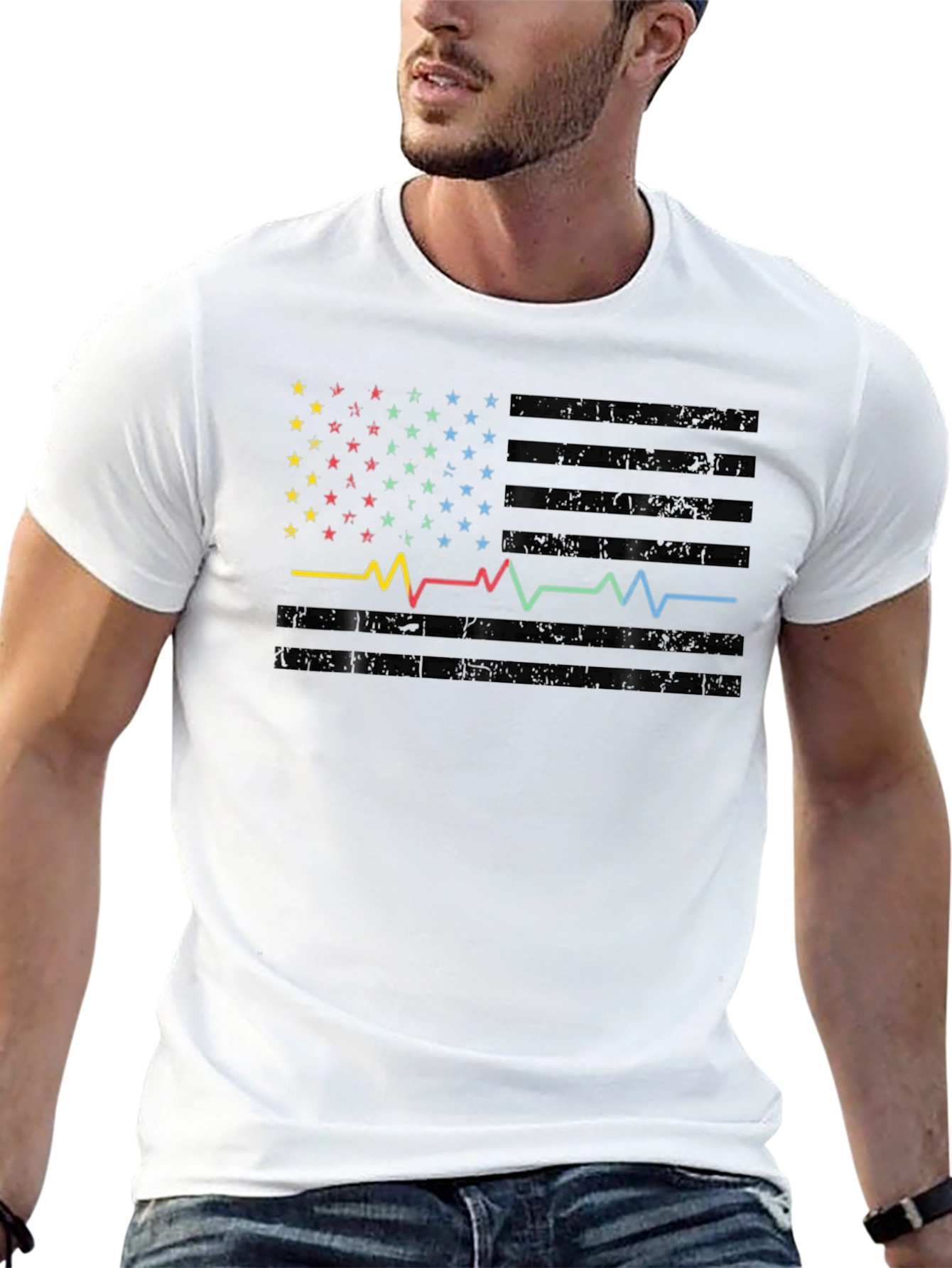Heartbeat American Flag Graphic Tee